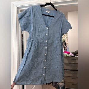 Madewell Light Blue Eyelet Button-Front Mini Dress